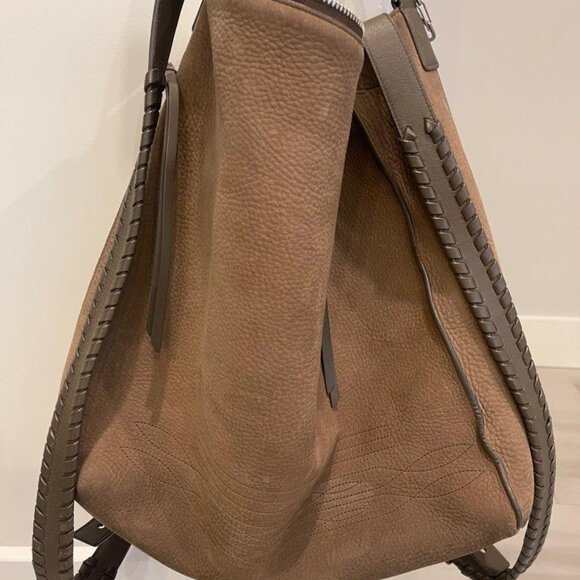 All Saints Leather Suede Handbag Backpack Hybrid Large with Woven Straps - Picture 9 of 12